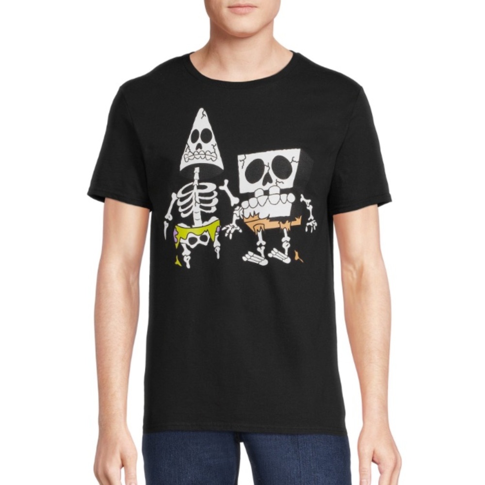 Halloween skeleton SpongeBob tee